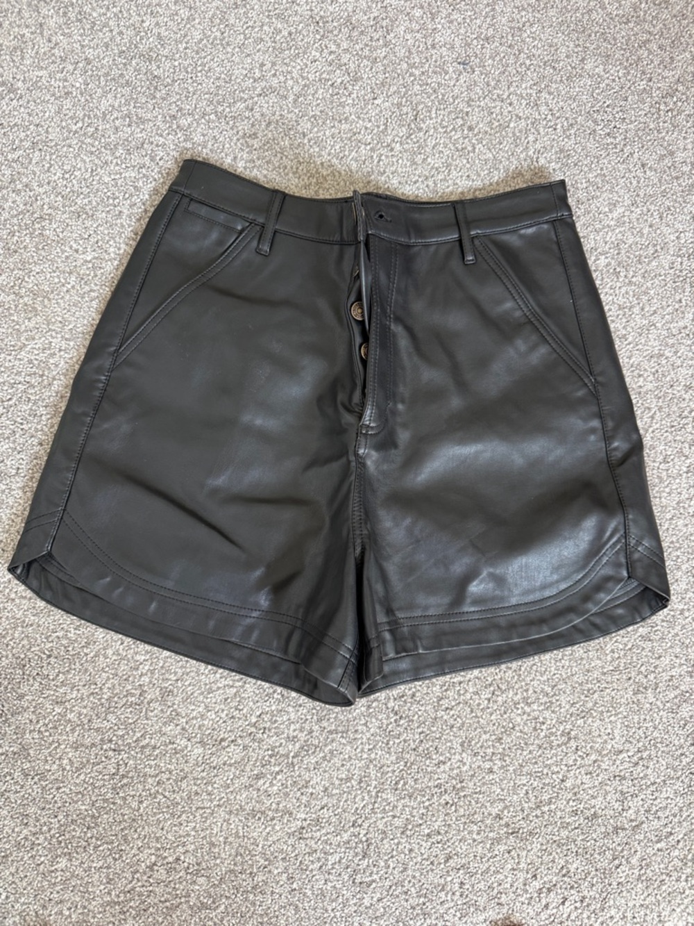 Free People Black Faux Leather Bermuda Shorts